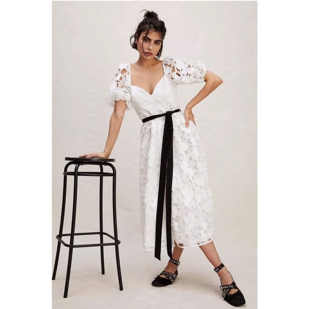 NWT NEW For Love & Lemons Free People Marlene Midi Dress White Lace Size Small S